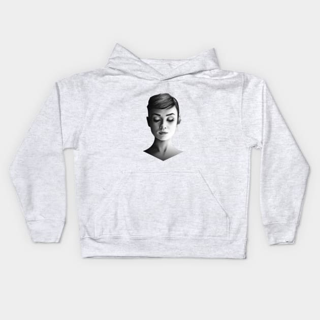 Audrey Hepburn Kids Hoodie by korobovart